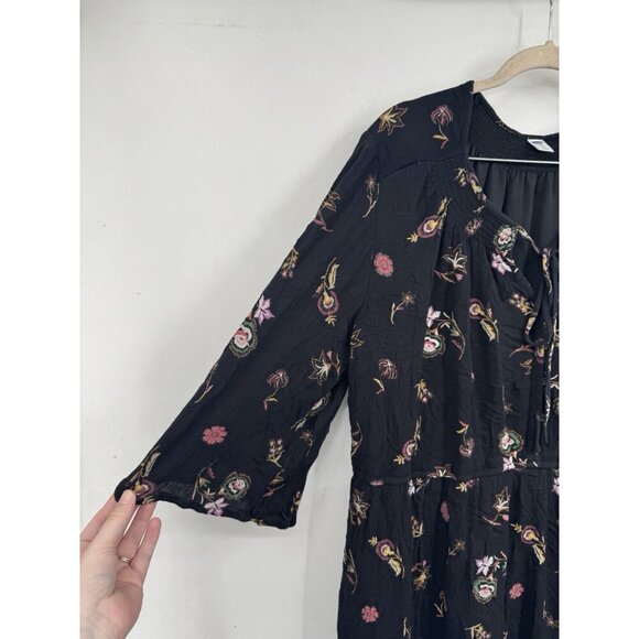 Old Navy Floral Dress Women XXL Black Bohemian Prairie Peasant Cottagecore - Picture 8 of 10